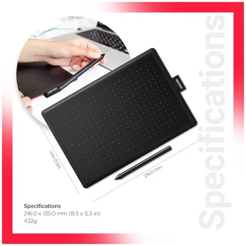 Wacom One by CTL-672/K0-CX Medium 8.5-inch x 5.3-inch Graphic Tablet (Red and Black)